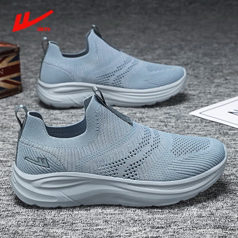 Puxar para trás sapatos masculinos respirável voando malha Casual esportes preguiçoso deslizamento em malha sapatos masc