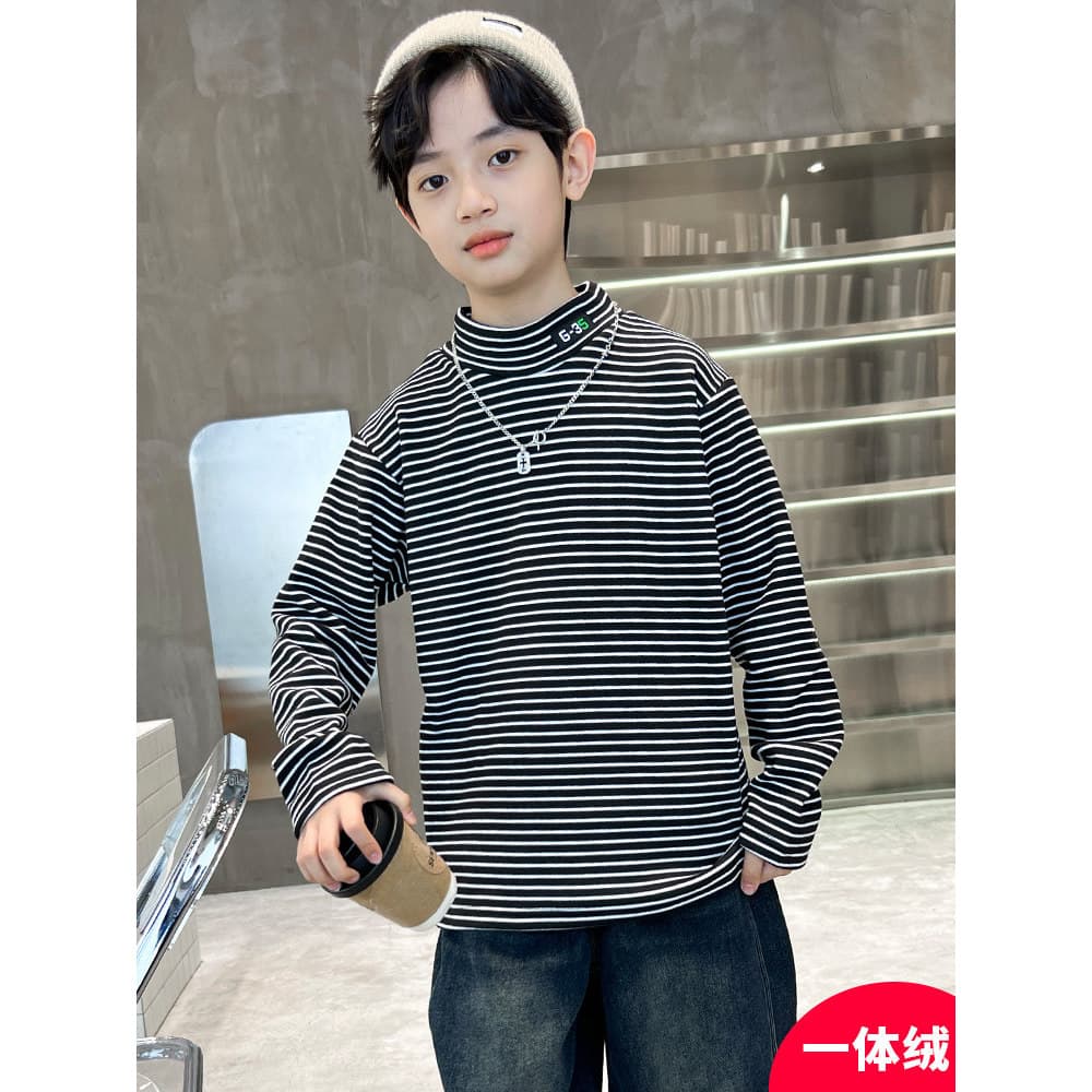 Camisa de fundo para meninos outono inverno estilo 2026 novo estilo roupas de outono médio grande crianças inverno meia