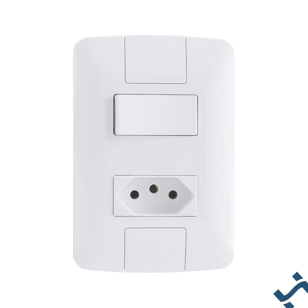 Kit com 40 Conjuntos 4x2 com 1 Interruptor Simples 6 A 250 V e 1 Tomada 2P+T 10 A 250 V Tramontina Aria Branco