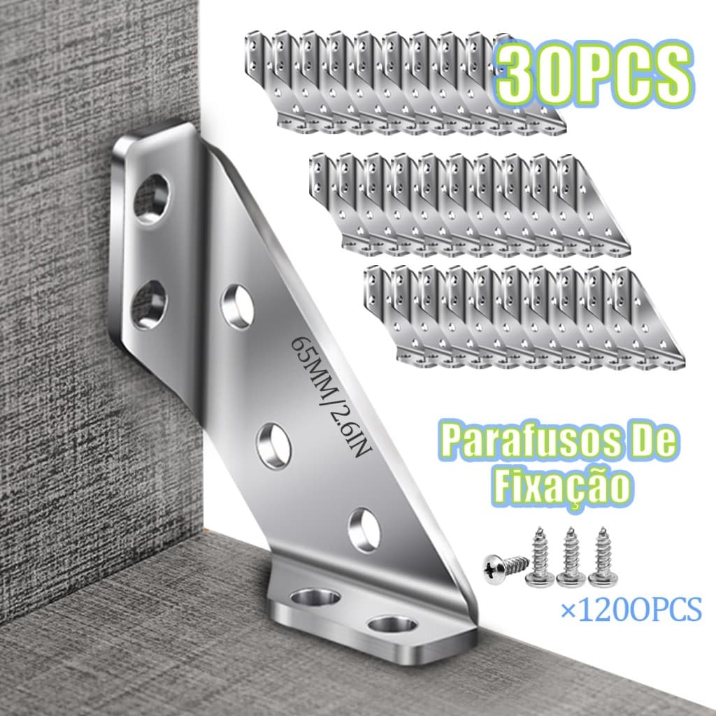 30 Conector De Canto De Aço Inoxidável Para Móveis Universal