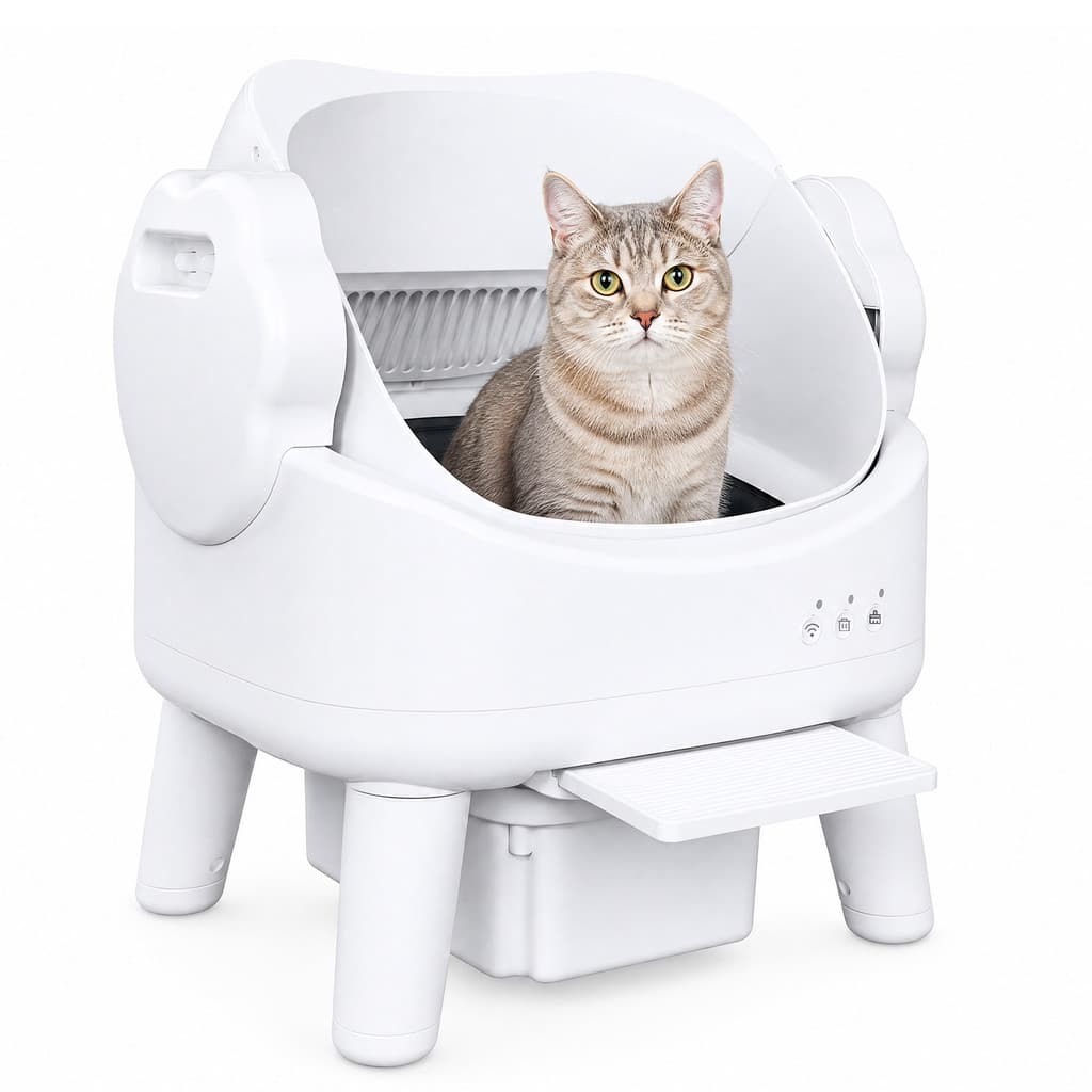 Newpet aberta Caixa de Areia Inteligente para Gatos com Limpeza Automática para Multiplos Gatos-Versão com botão-Bivolt