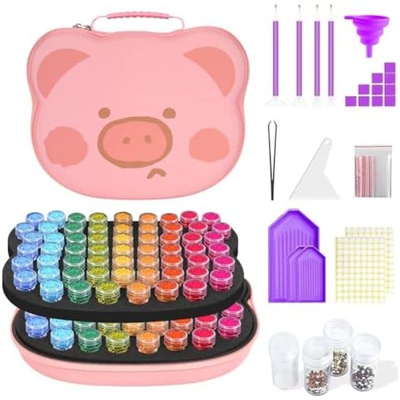 ZORETCO Estojo De Armazenamento Para Pintura De Diamante , Kits Portáteis De Arte Com De 60 Slots Acessórios Strass Arte
