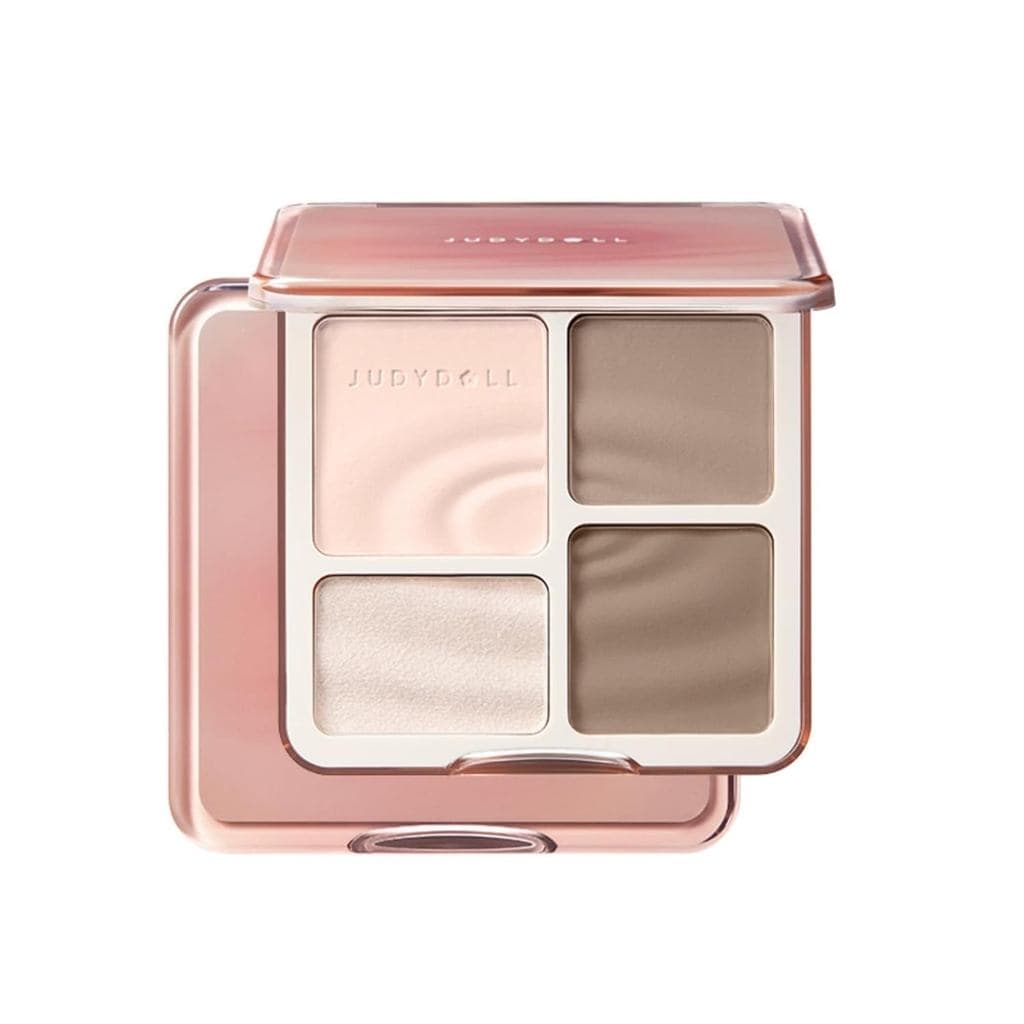 Paleta de Iluminação e Contorno JUDYDOLL, Compacto de Iluminação e Contorno Matte Tudo-em-Um, Acabamento Iluminador Natu