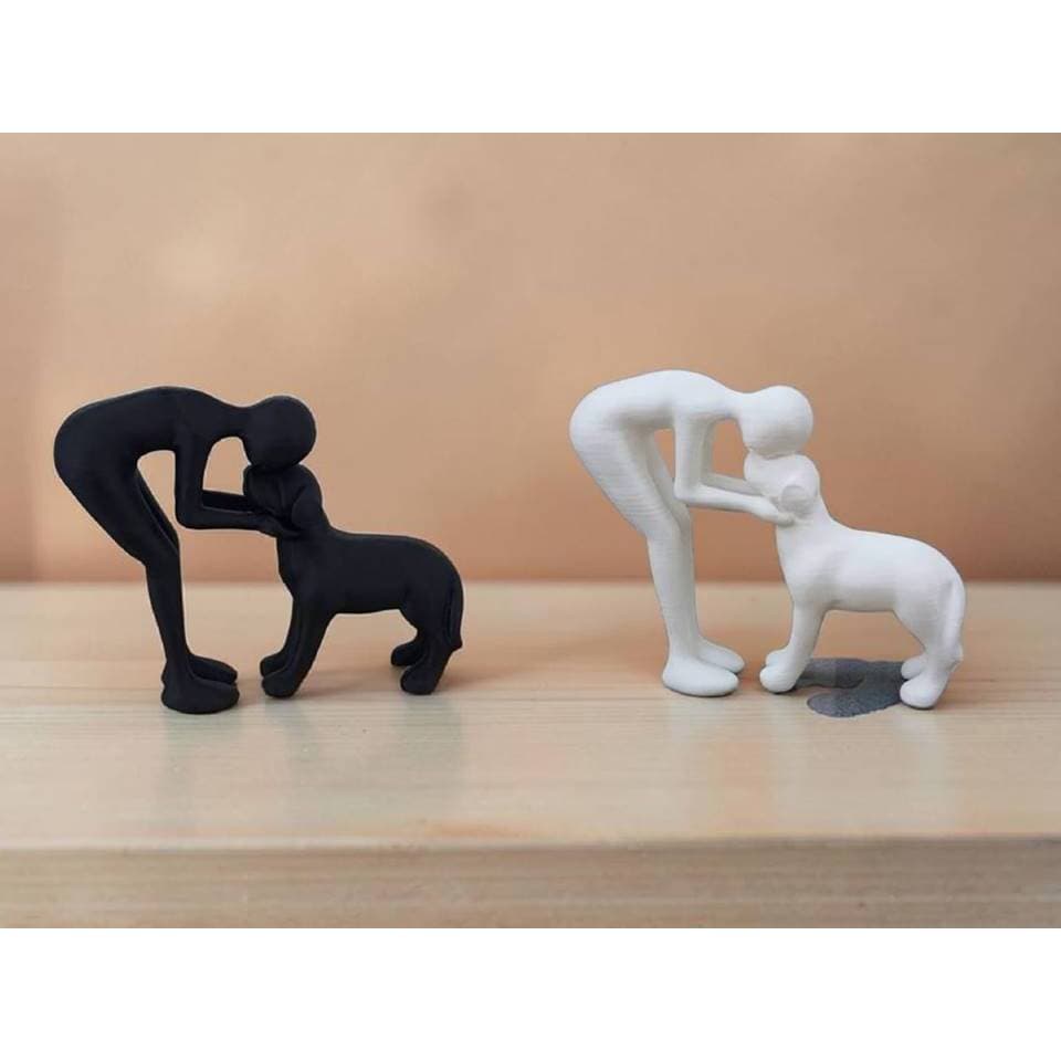 Estátua Cachorro Love Escritório Donos de Pet Escultura Amo Meu Cachorro Decoração para Sala
