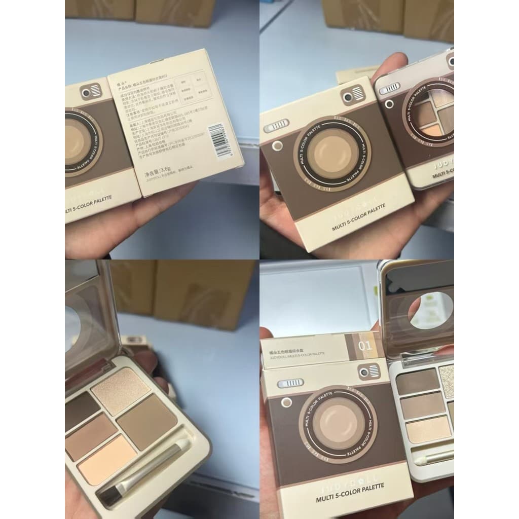 Judydoll Judydoll Polaroid Paleta abrangente de sobrancelha de cinco cores Destaque Iluminar a terra Deitado Silkworm So