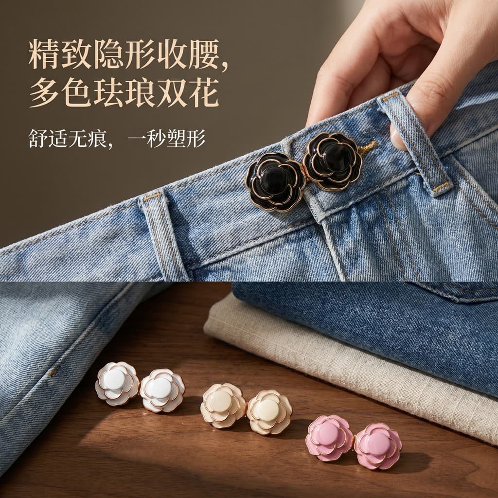 Calças fivela de ajuste elástico 2026 novo estilo Jeans tamanho da cintura cintura cintura estreita ferramenta útil camé
