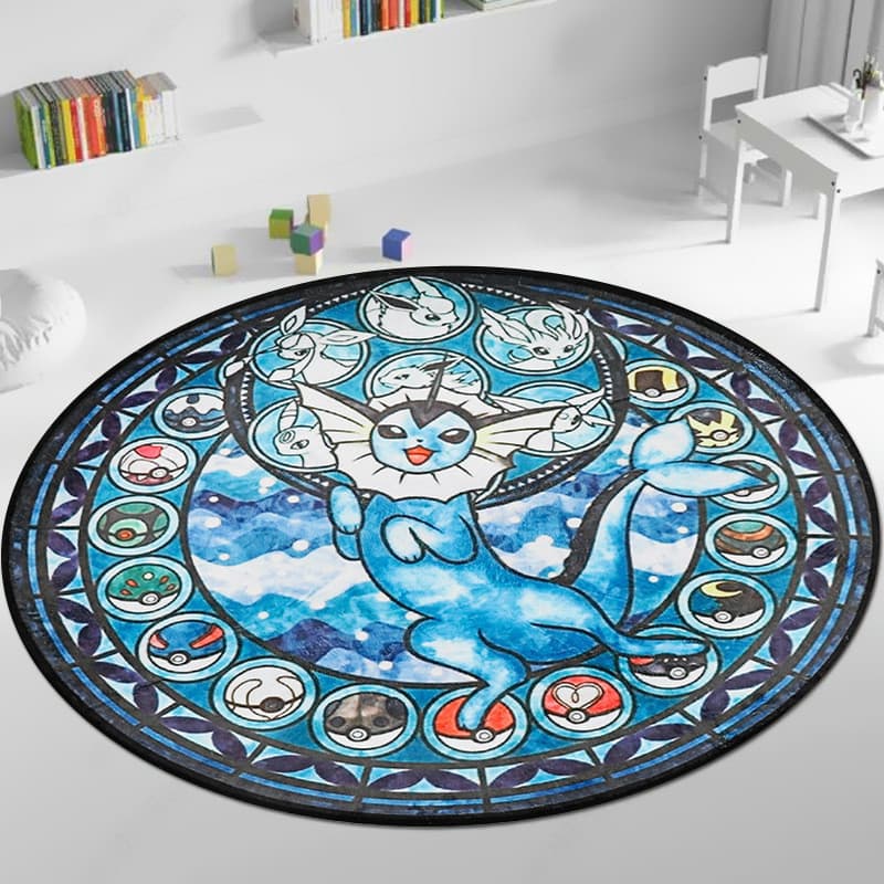 Desenhos animados tapete redondo Pokémon quarto sala de estar decoração cristal veludo pendurado cesta tapete Pokemon mu