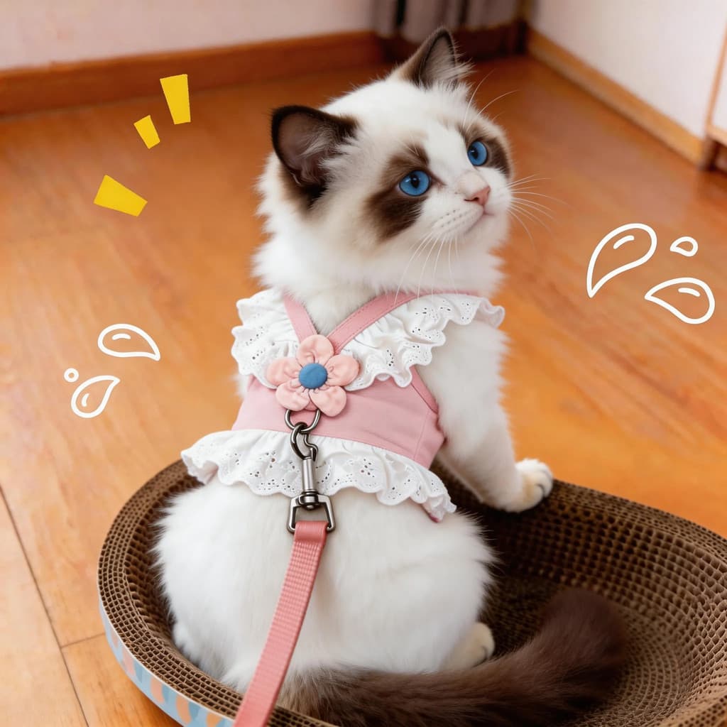 Gato tração corda passeio respirável cinta peito saia de renda doce Muppet roupas cão primavera verão estilo fino
