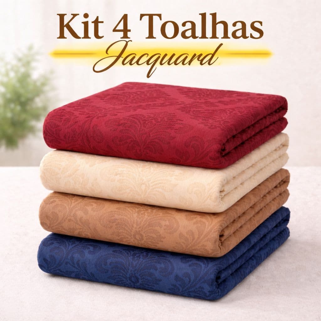 KIT 4 TOALHAS DE JACQUARD PREMIUM 4 6 e 8 LUGARES RETANGULAR