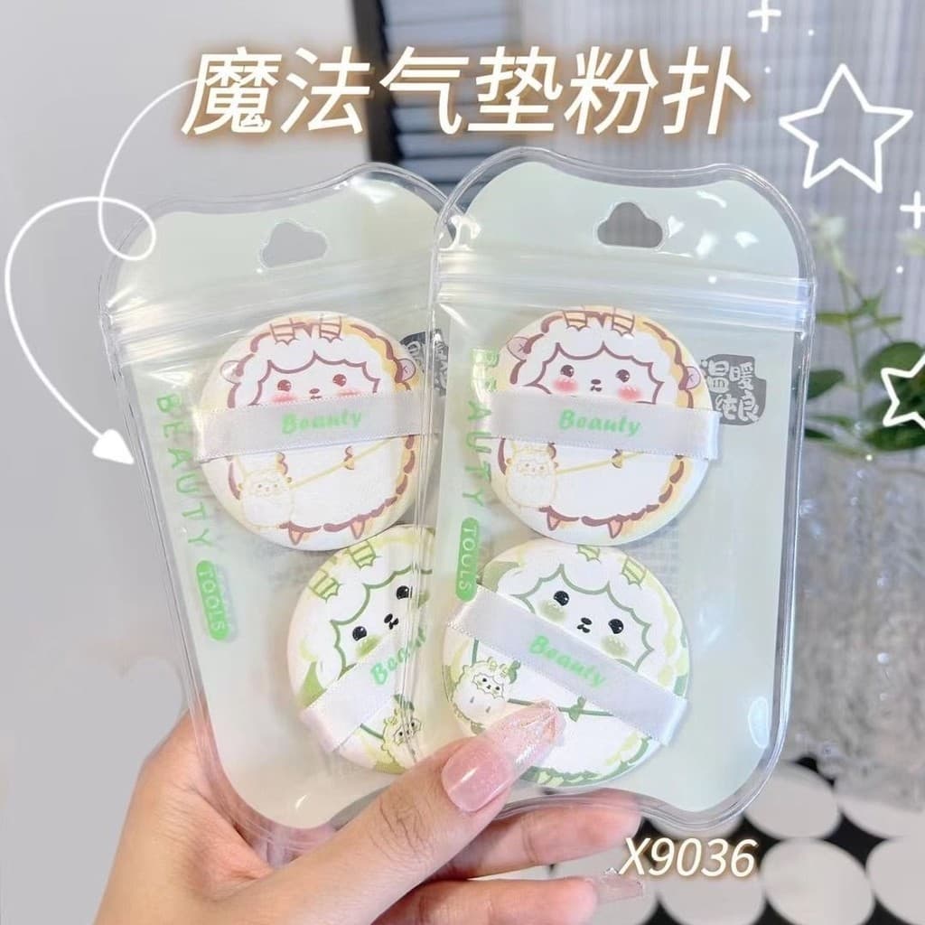 Snow Mary Magic Cushion Puff 2 peças Cartoon Sheep Padrão Puff X9036