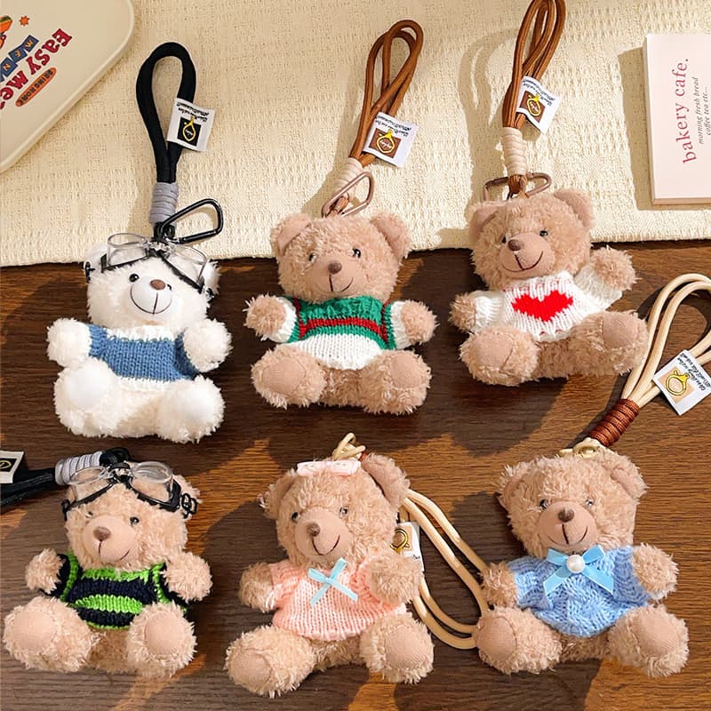 Bonito bonito urso de pelúcia pingente boneca chaveiro menina coração saco pingente bonito pequena boneca Yiwu pequeno p