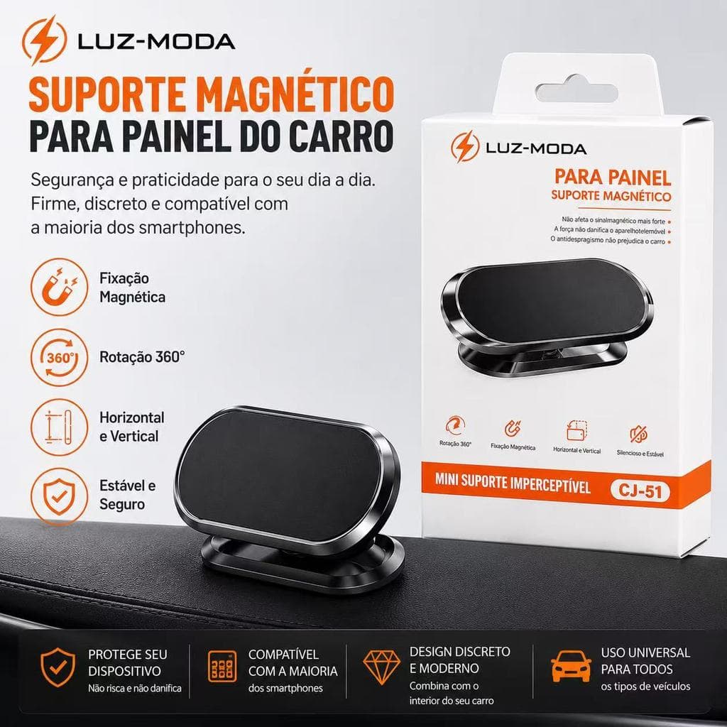 Suporte Magnético Para Celular Carro Painel 360° Universal Ímã Forte CJ-51