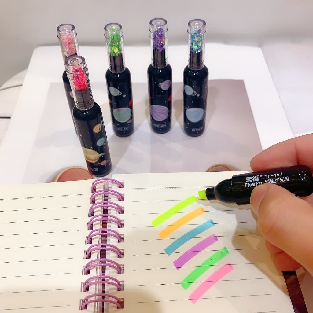 1 Kit 6 Canetinhas Coloridas Papelaria Fofa Kawaii Anime