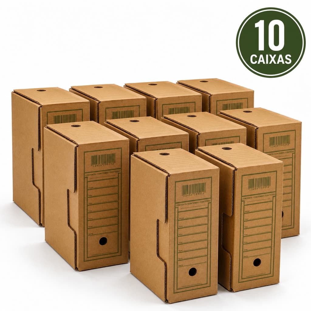 Kit 10 Caixa de Arquivo Morto Papelão 35 x 13 x 24,7cm Promoção