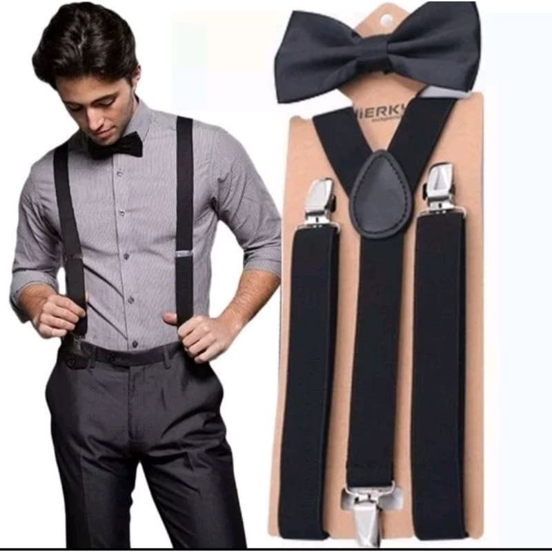 CONJUNTO SUSPENSORIO E GRAVATA BORBOLETA AJUSTAVEL