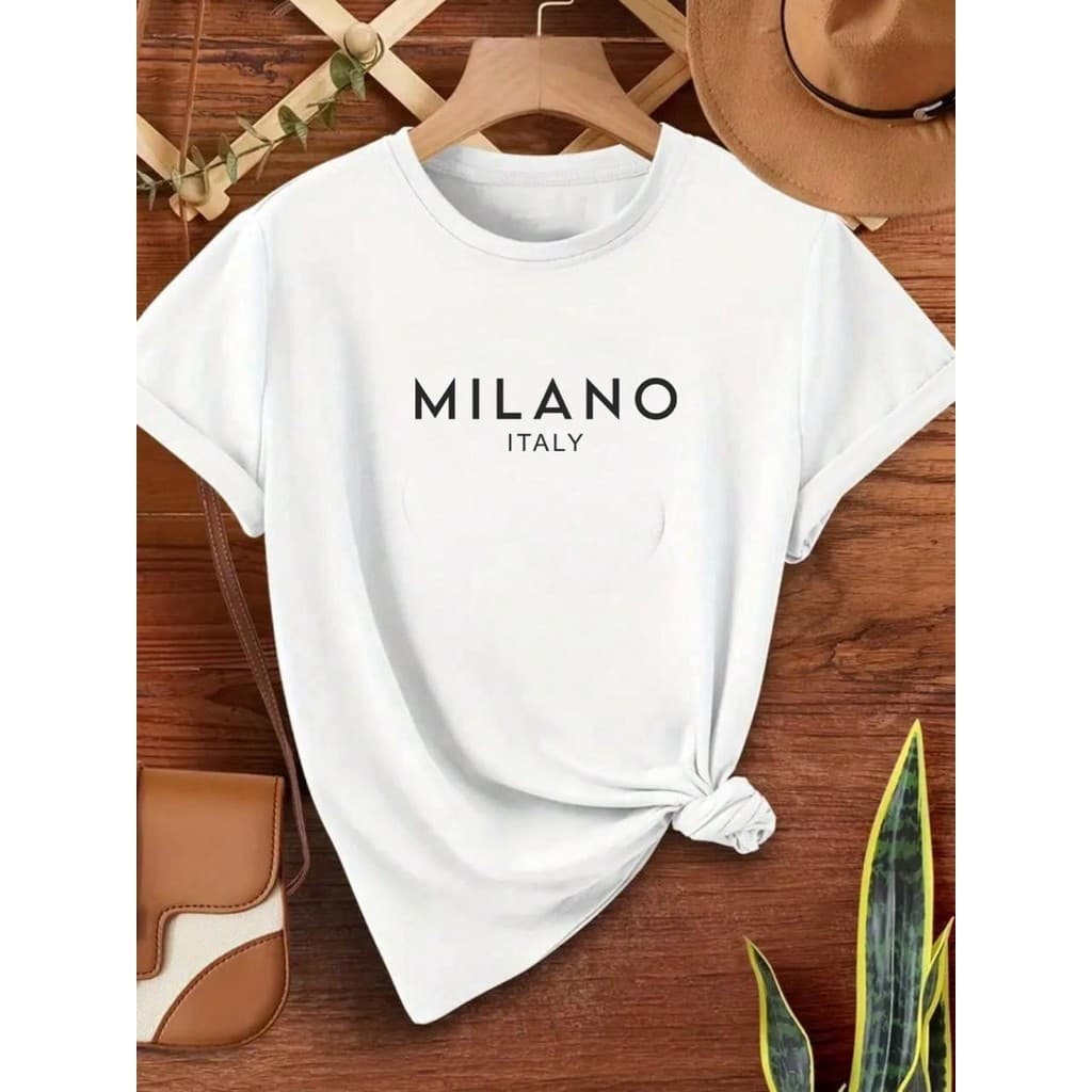 Camisa Camiseta T-shirt Feminina Baby Look Algodão Milano Italia