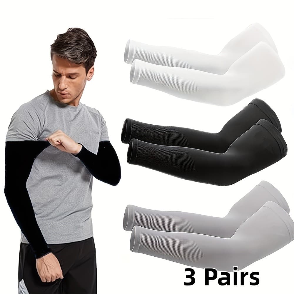 3 Pares De Mangas De Braço De Resfriamento , Respiráveis , Extensíveis , Secagem Rápida Para Esportes E Uso Diário , Tec