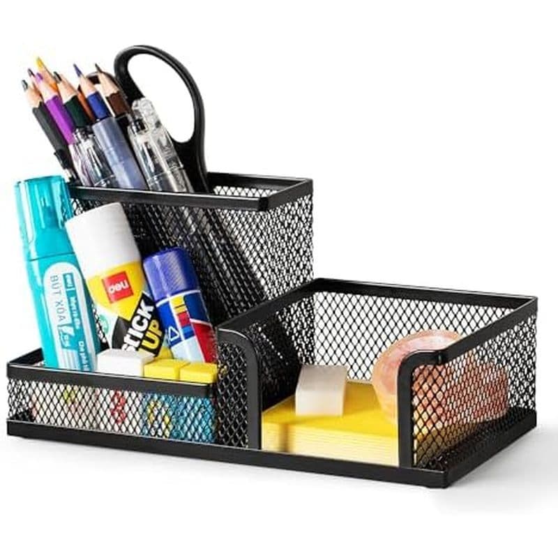 Deli Malha Organizador De Mesa Material De Escritório Caddy Com Porta-Lápis E Cestas De Armazenamento Para Acessórios ,