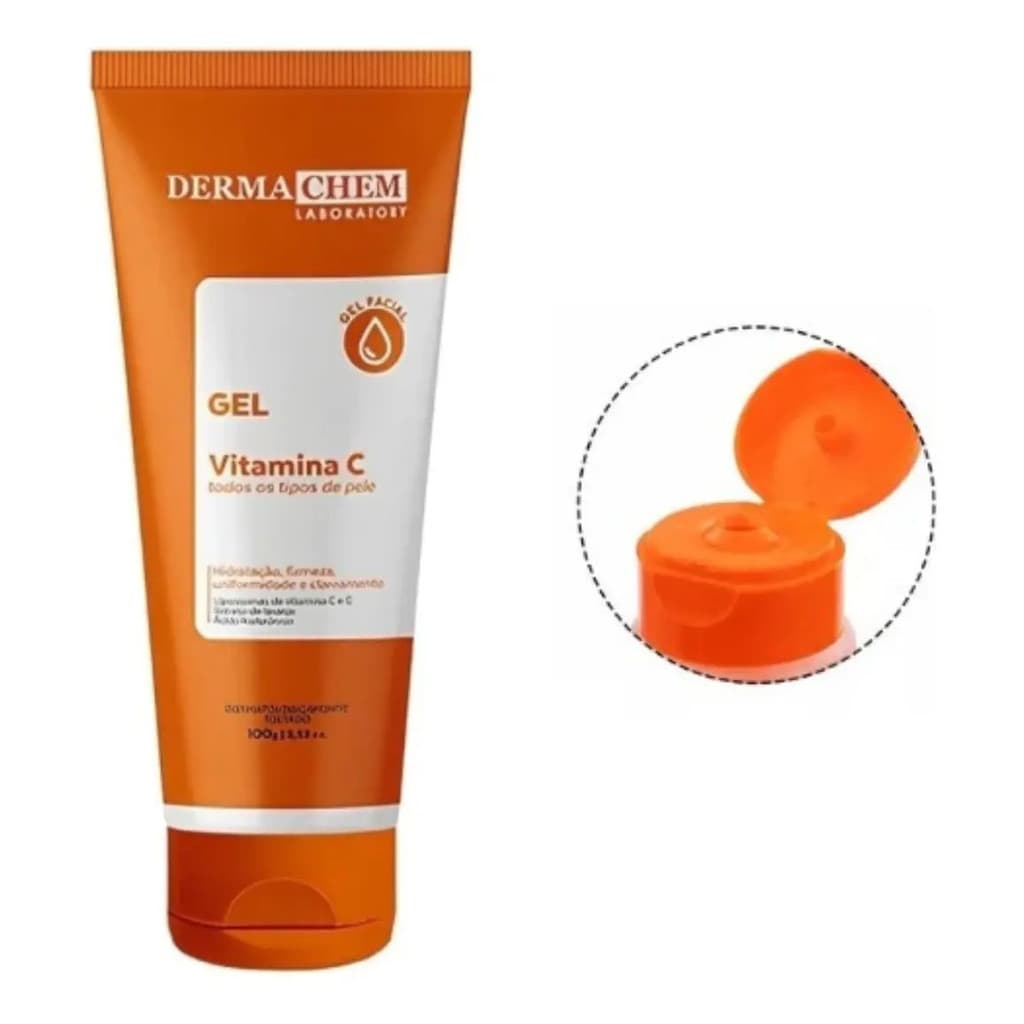Gel Facial Antienvelhecimento Vitamina C Dermachem 100ml Todo Tipo De Pele