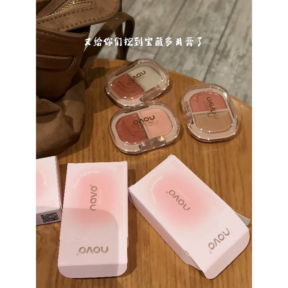NOVO rosto inteligente retoque duas cores multiuso creme Blush sombra alto brilho contorno Rouge abrangente