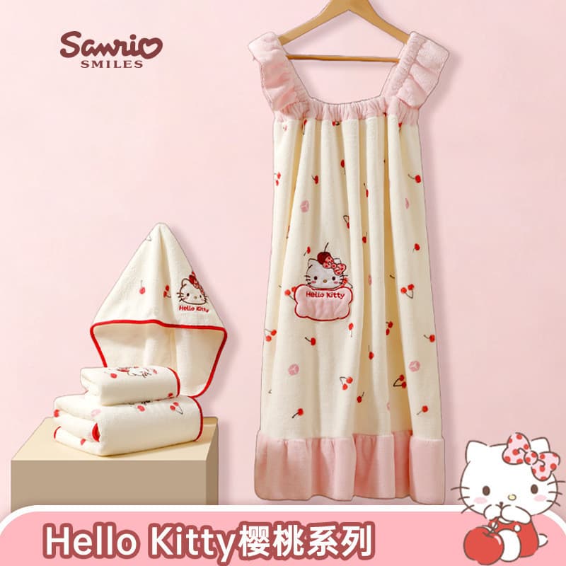 Sanrio genuíno Coral velo toalha de banho feminino macio pele-amigável saia de banho absorver água de secagem rápida est