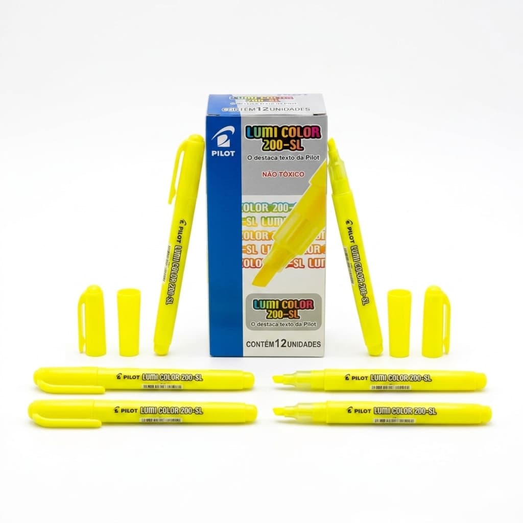 Marca Texto Lumi Color 200-sl Amarelo Neon 12 Un Ponta chanfrada Tinta fluorescente à base de água