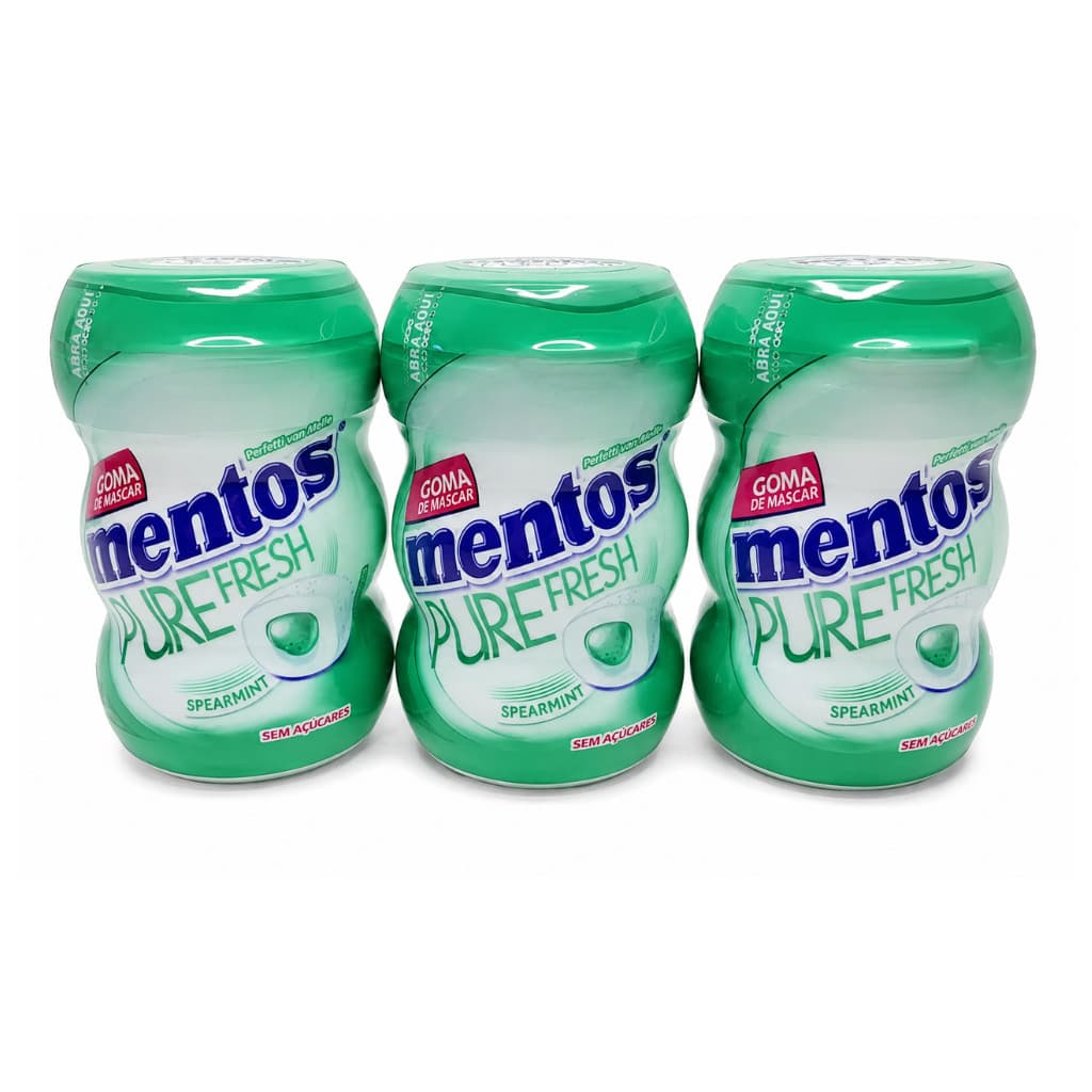 Kit 3 Chiclete Pure Fresh MINI Spearmint Verde Pote Mentos 20g/cada