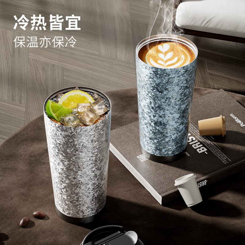 Copo de café de titânio puro, copo térmico de titânio completo de camada dupla de alto valor com malha de filtro de palh