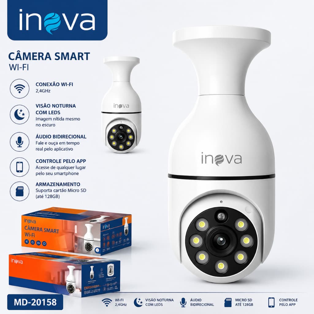 Câmera de Segurança Wifi Smart Full HD Com Sensor de Movimento Visão Noturna 360°