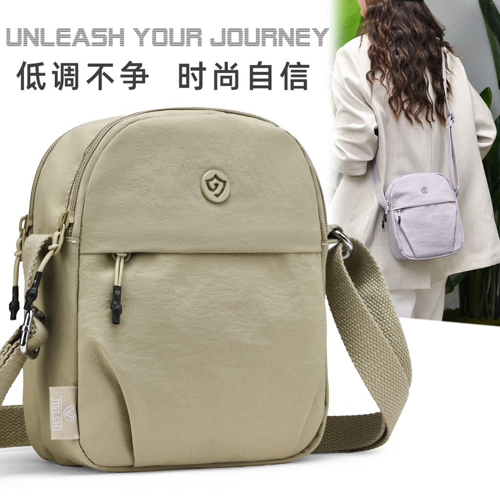 2026 Novo Estilo Messenger Bolsa Pequena Feminina Portátil Repelente de Água Multi-Bolso Pano de Nylon Bolsa Pequena de