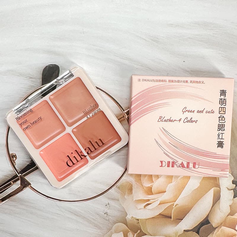 DIKALU Qingmeng Quatro Cores Blush Creme Brilho de Água Shimmer Maquiagem de Longa Duração Maquiagem Facial Não @-