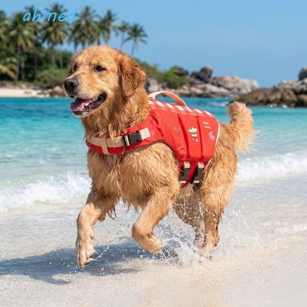 AHMED Colete Salva-Vidas Para Animais De Estimação , Respirável À Prova D'água Cães , Almofada De Esponja Grossa , Traje