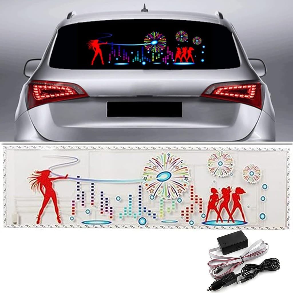 keeda Som Música Ativar Sensor Carro Auto Adesivo LED Luz Equalizador Brilho Áudio Voz Ritmo Lâmpada (Fogotipo , 90x25 c