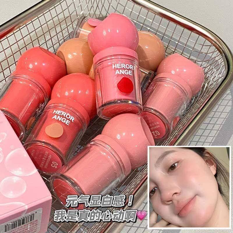 Rosa feminino Blush esponja cabeça serviço pó não voador renderização de cor de longa duração criar Pseudo claro-maquiag