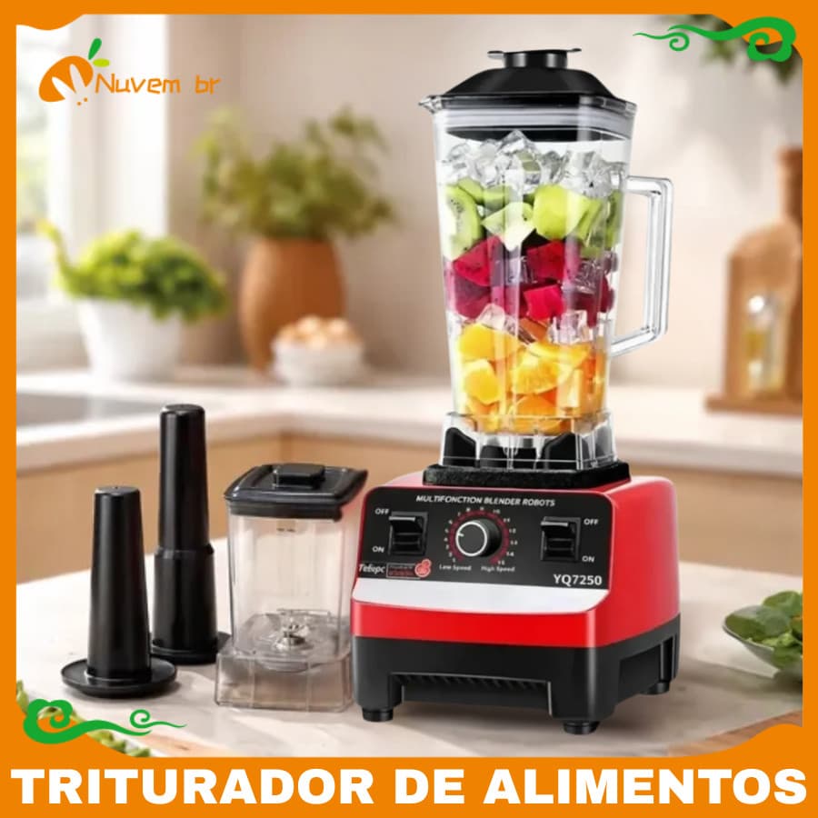 Triturador de Alimentos Automático Liquidificador Industrial 1500W 2L Profissional Alta Potência Copo Inox Bivolt- NUVEM