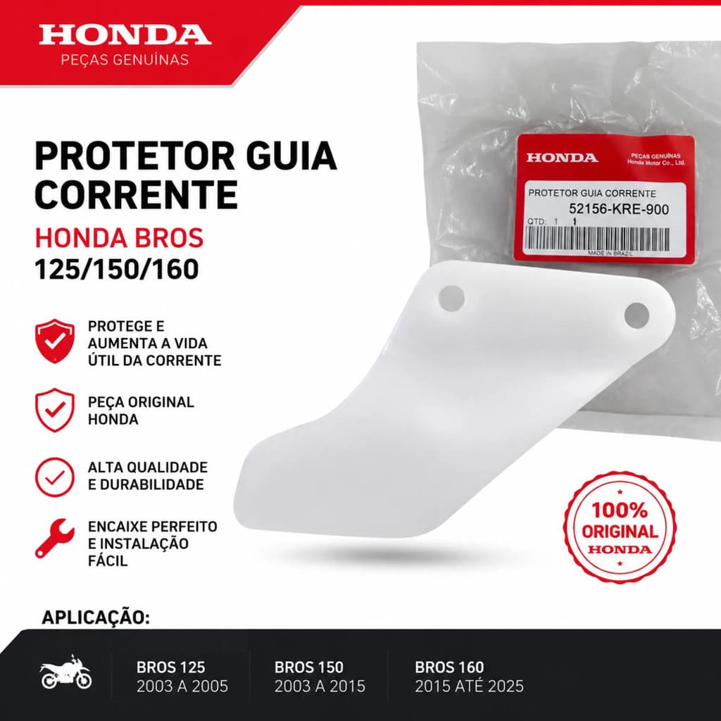 Protetor Guia Corrente Honda  Bros 125/150/160 Original Novo Branco