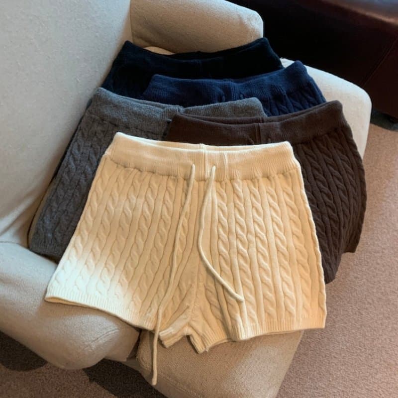 G Shorts de inverno de ótima aparência, calças de lã de malha torcida espessada, outono inverno, Base externa, calças ca