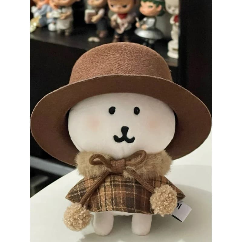 Urso autodepreparador 10cm roupas de bebê 15cm saia xadrez terno chapéu algodão roupas de bebê nuu estrela do mar bonito