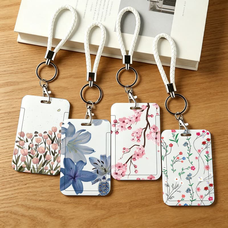 Capa De Cartão Retrátil Floral Anti-Perda – Porta-Crachá De Chaveiro Seguro Para Deslocamento Diário E Vida No Campus