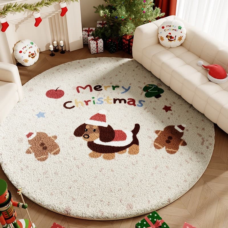 Tapete redondo dia de natal atmosfera decoração tapete sala estar sofá mesa café cobertor pelúcia engrossado pé esteira