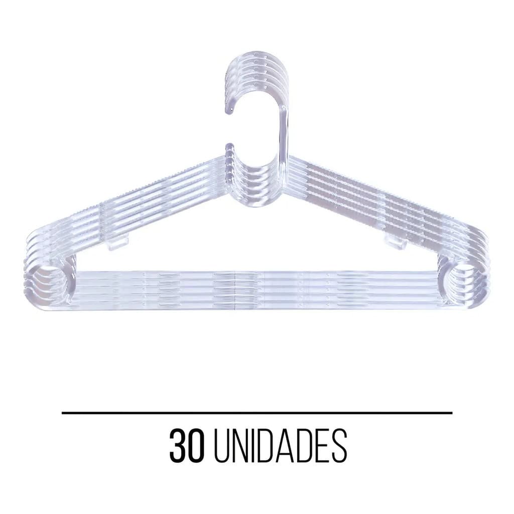 30 Cabides Transparentes Acrílico Premium Adulto