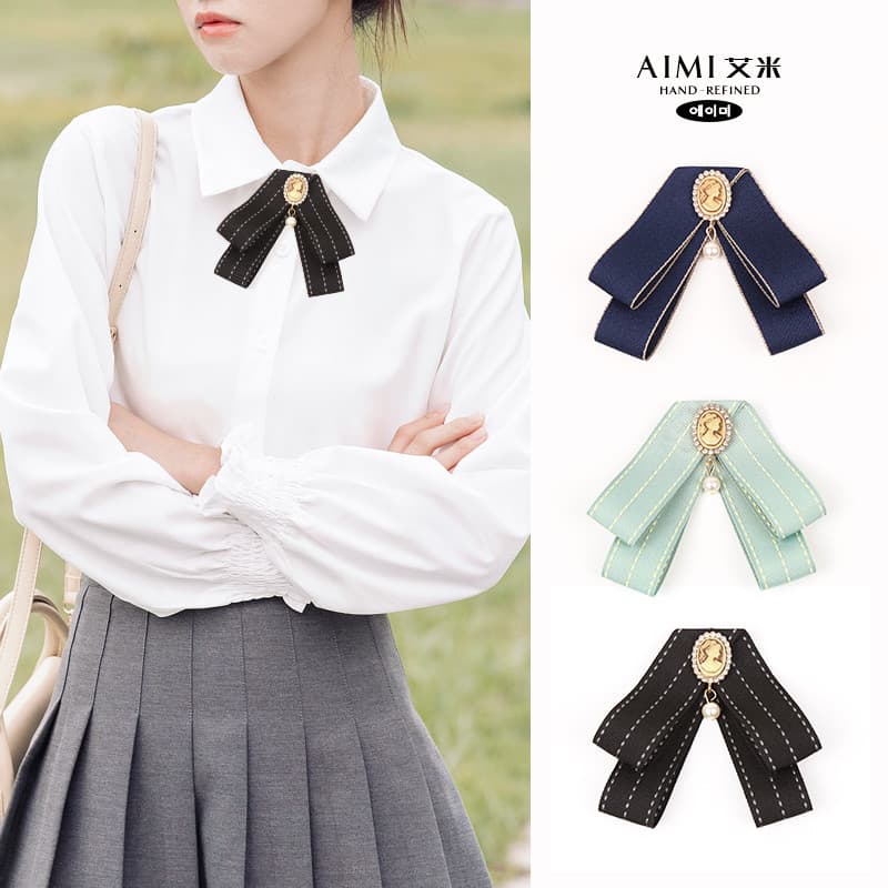 Gravata borboleta feminina pino camisa branca profissional estilo Preppy britânico versão coreana fita arco doce fita li