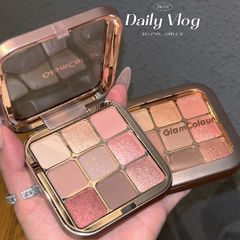 Glamcolor paleta de sombras de nove cores, uma paleta multiuso fosca perolada portátil multifuncional paleta de maquiage