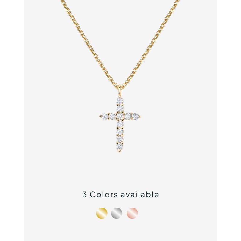 Colar com pingente de cruz PAVOI banhado a ouro 14K, incrustado com pedras de zircônia cúbica, adequado para mulheres e