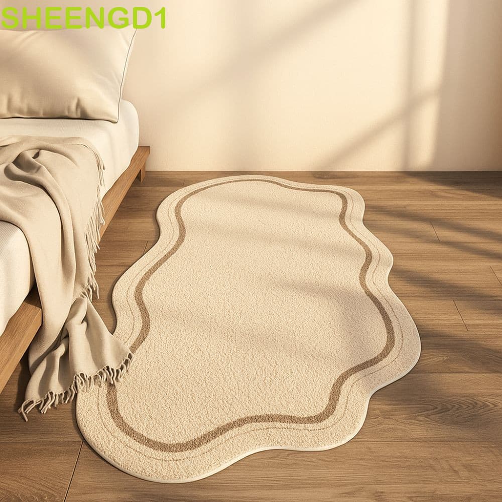 Tapete De Quarto SHEENGD1 , Irregular Macio Minimalista Cabeceira Absorvente Estilo Creme Antiderrapante Hotel