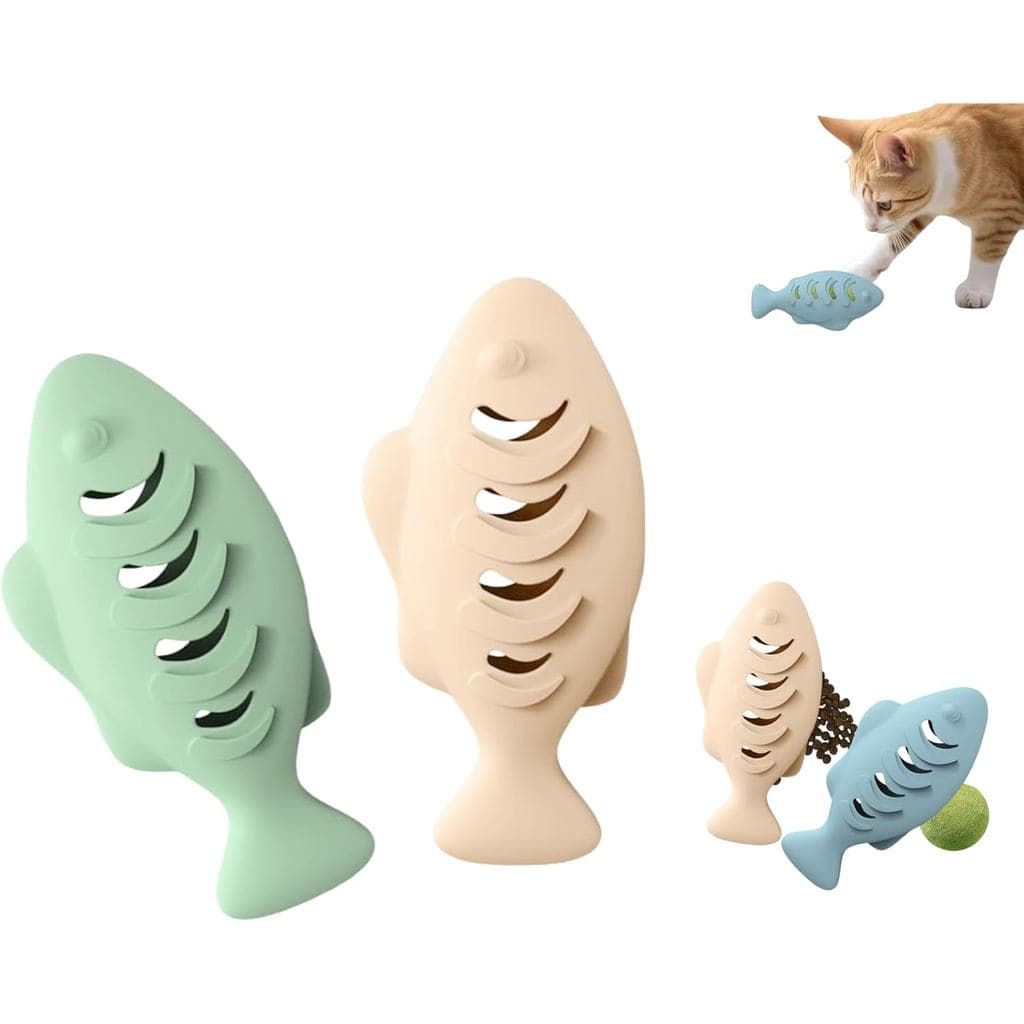2 Peças de Brinquedos de Silicone para Gatos, Mordedor Multifuncional, Dispensador de Petiscos, Brinquedo Interativo par