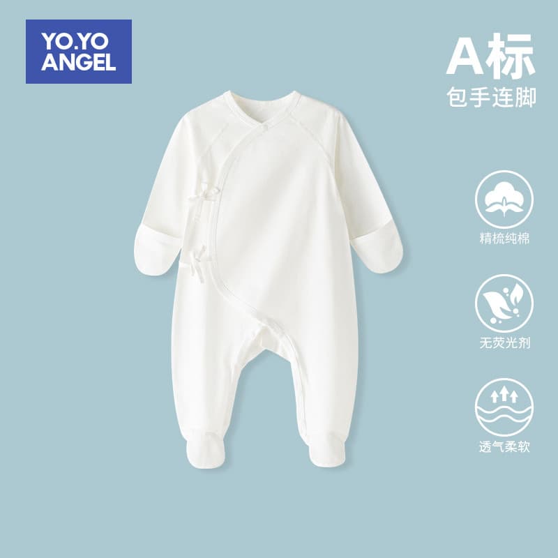 Macacão coberto de pés para recém-nascidos, verão, algodão puro, fino, roupas para bebês recém-nascidos, coberto com as