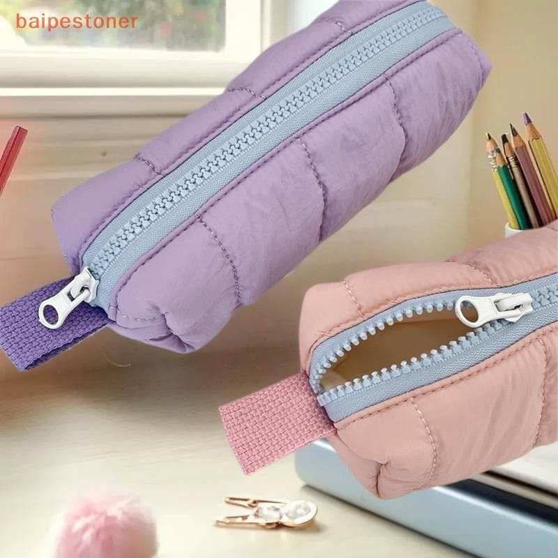 [baipestoner] Estojo Fofo De Algodão Para Caneta , Bolsa De Armazenamento De Papelaria Estudantes De Grande Capacidade ,