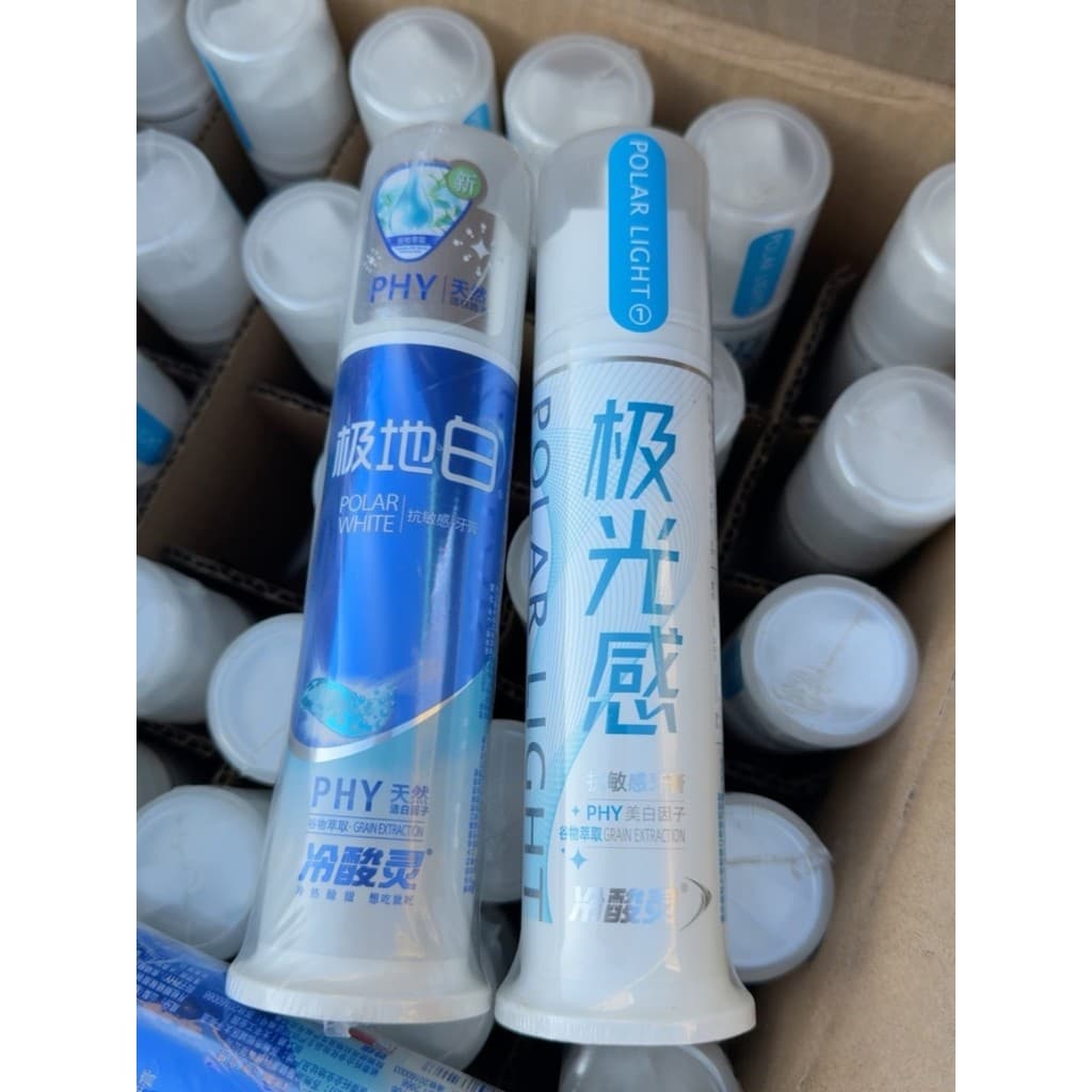 Cold Sour Spirit Aurora Pasta de dente Polar Whitening Push Tipo Branqueador Dentes Hálito Fresco Genuíno 130g