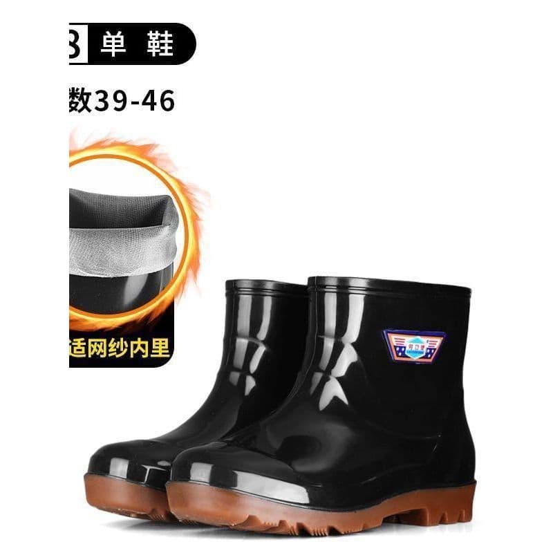 Botas de chuva masculinas de tubo médio alto, sola grossa, resistente ao desgaste, à prova d'água, construção antiderrap